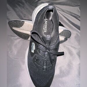 Lacoste Black Knit Athletic Sneakers with White Soles